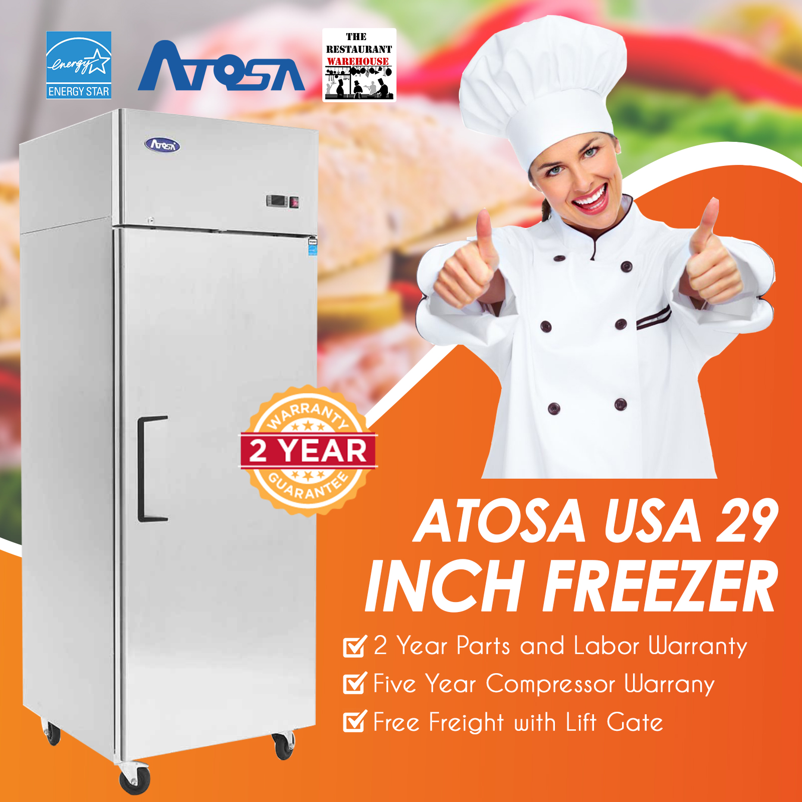 Atosa USA MBF8004GR 29-Inch One Door Upright Refrigerator