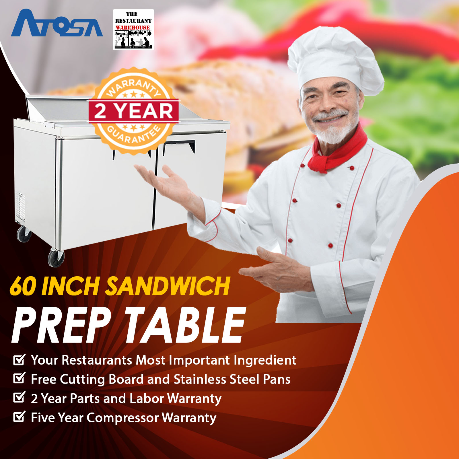 Atosa MSF8303GR 60-Inch Sandwich Prep Table