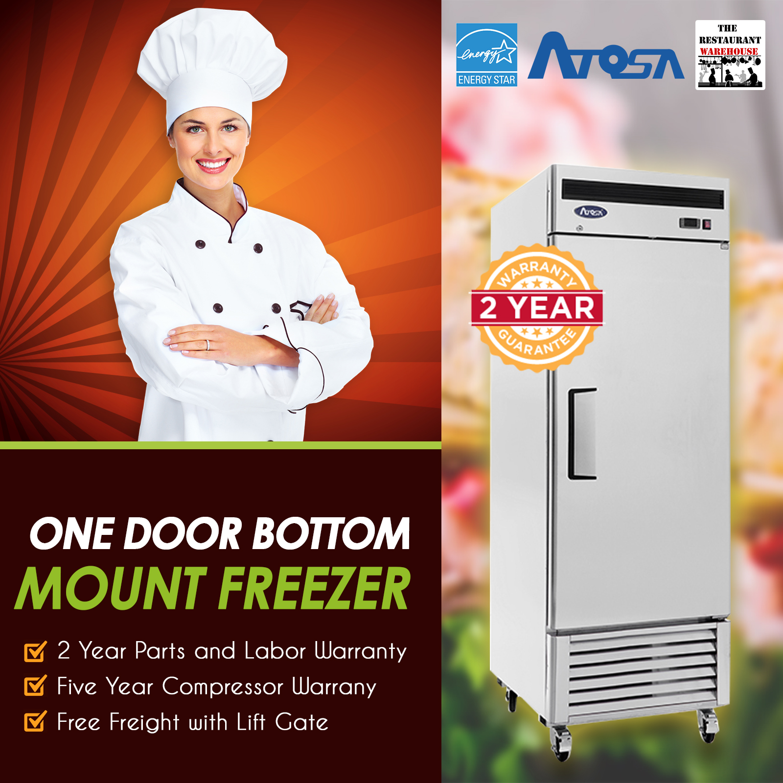 Atosa MBF8505GR 27-Inch One Door Upright Refrigerator